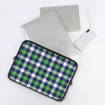 Green Blue And White Buffalo Plaid Print Laptop Sleeve
