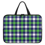 Green Blue And White Buffalo Plaid Print Laptop Sleeve With Handle