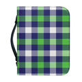Green Blue And White Buffalo Plaid Print Leather Bible Cover