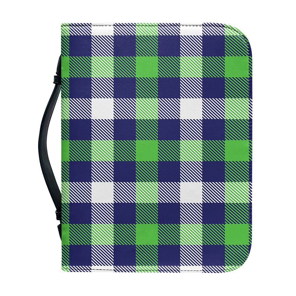 Green Blue And White Buffalo Plaid Print Leather Bible Cover