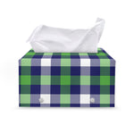 Green Blue And White Buffalo Plaid Print Leather Tissue Box Cover