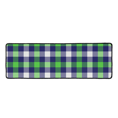 Green Blue And White Buffalo Plaid Print Long Kitchen Mat