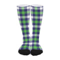 Green Blue And White Buffalo Plaid Print Long Socks