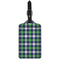 Green Blue And White Buffalo Plaid Print Luggage Tag