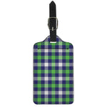 Green Blue And White Buffalo Plaid Print Luggage Tag