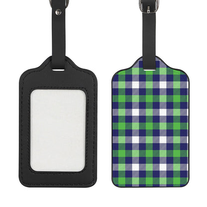Green Blue And White Buffalo Plaid Print Luggage Tag