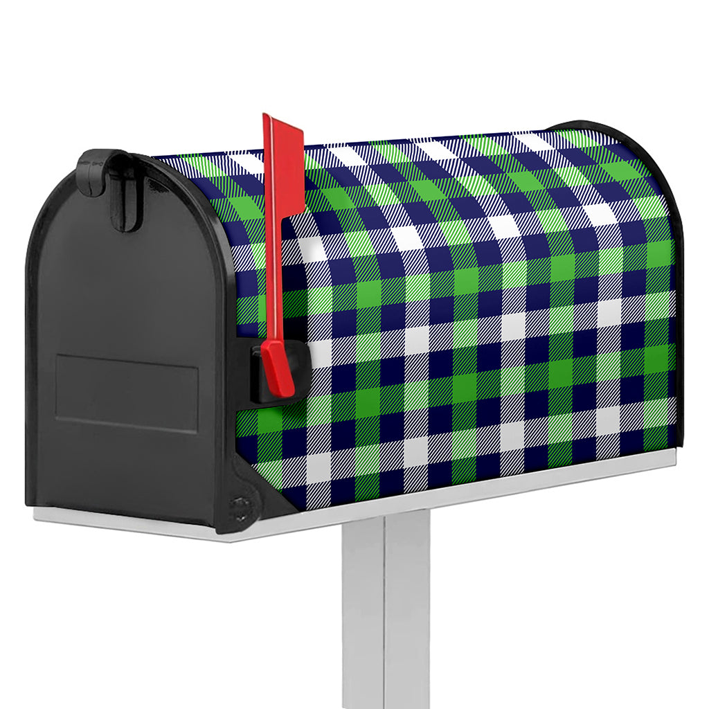 Green Blue And White Buffalo Plaid Print Mailbox Cover