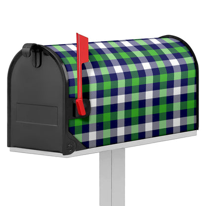 Green Blue And White Buffalo Plaid Print Mailbox Cover
