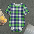 Green Blue And White Buffalo Plaid Print Men's Bodysuit