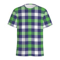 Green Blue And White Buffalo Plaid Print Men's Athletic T-Shirt