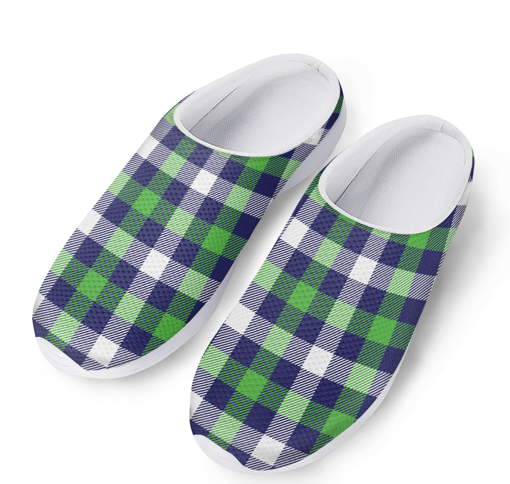 Green Blue And White Buffalo Plaid Print Mesh Casual Shoes