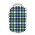 Green Blue And White Buffalo Plaid Print Mesh Laundry Hamper