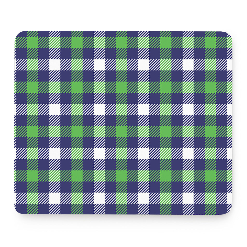 Green Blue And White Buffalo Plaid Print Mouse Pad