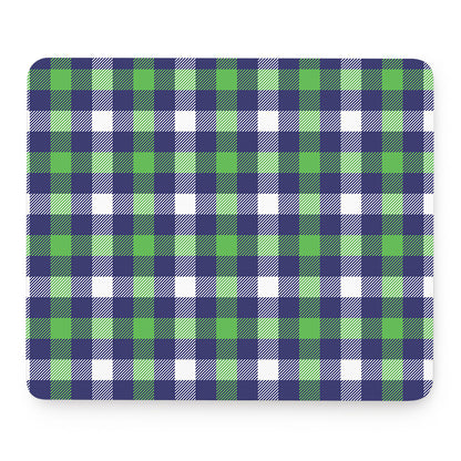 Green Blue And White Buffalo Plaid Print Mouse Pad