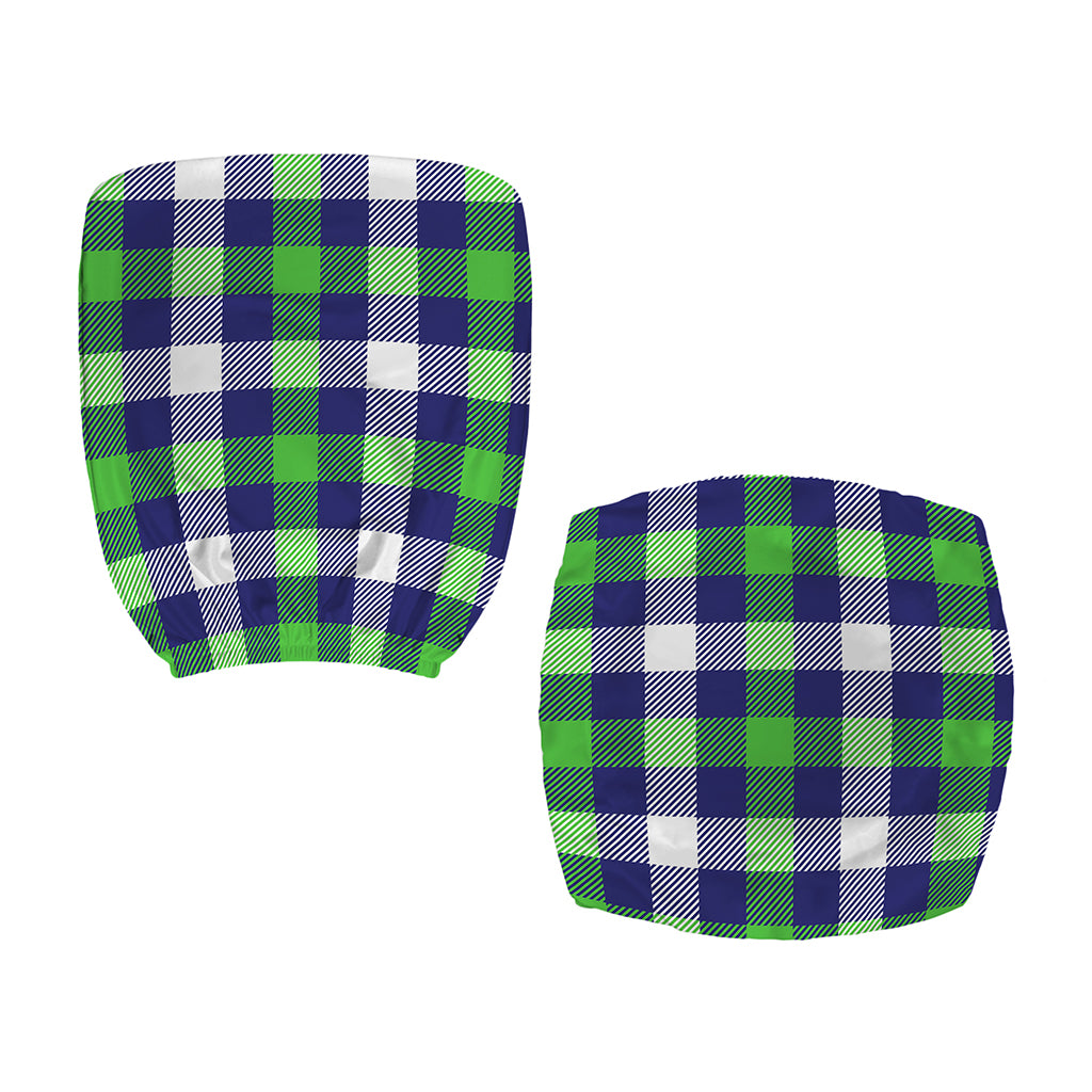 Green Blue And White Buffalo Plaid Print Office Chair Cover