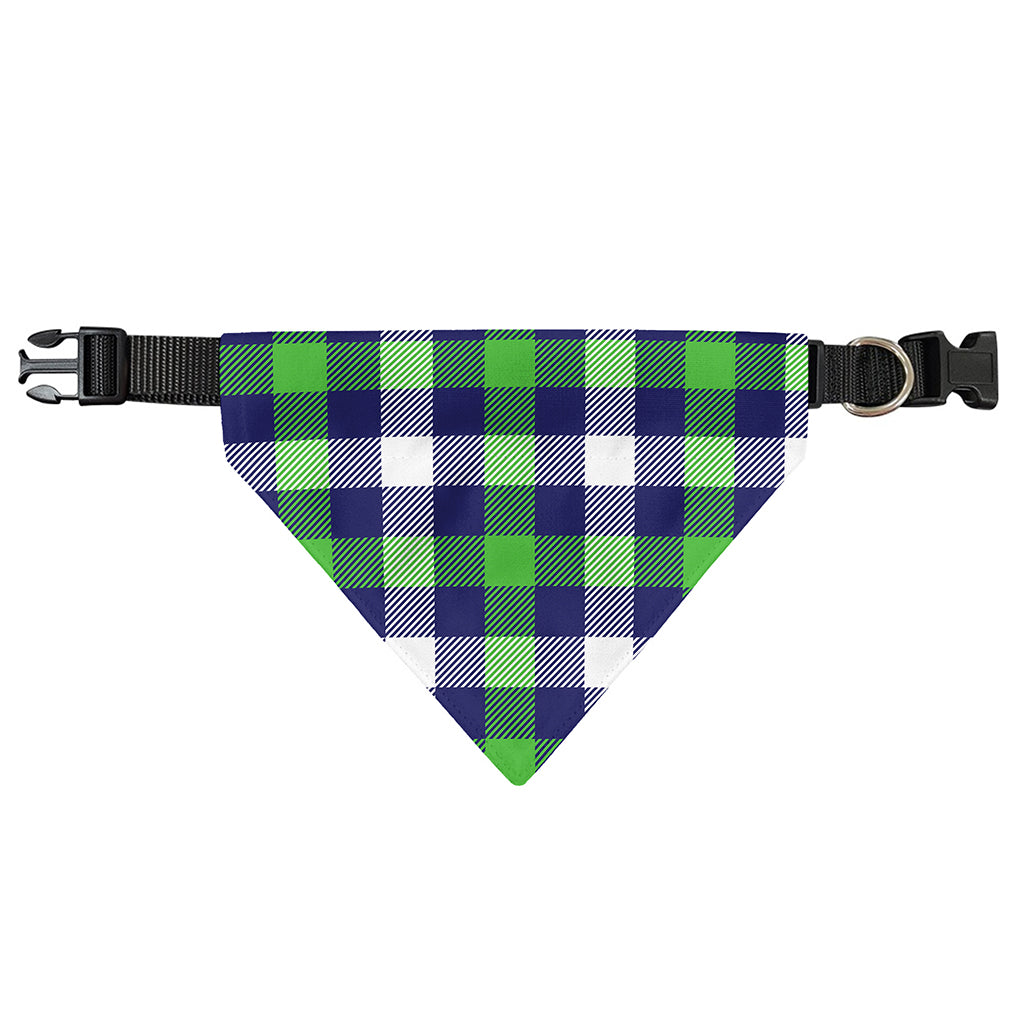 Green Blue And White Buffalo Plaid Print Over The Collar Dog Bandana