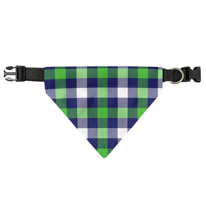 Green Blue And White Buffalo Plaid Print Over The Collar Dog Bandana