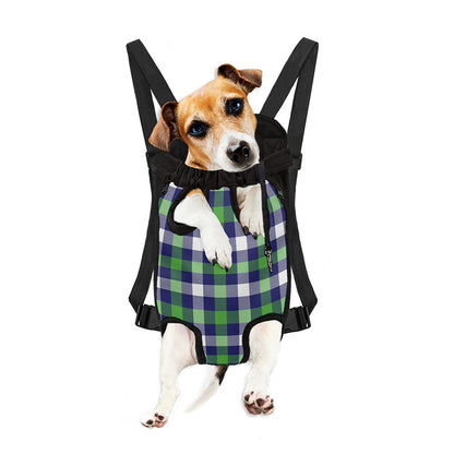 Green Blue And White Buffalo Plaid Print Pet Carrier Backpack