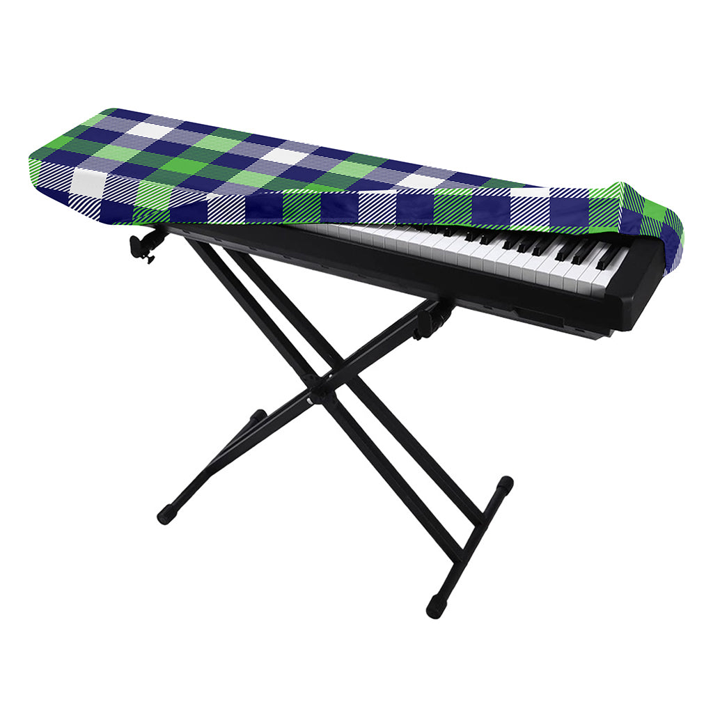 Green Blue And White Buffalo Plaid Print Piano Keyboard Cover