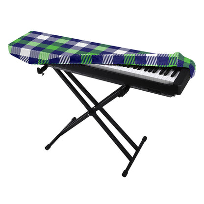 Green Blue And White Buffalo Plaid Print Piano Keyboard Cover