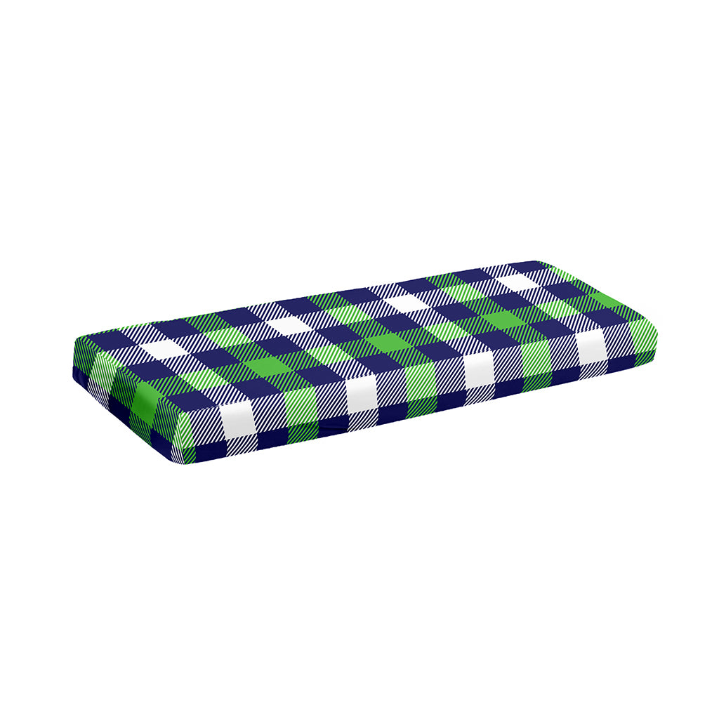 Green Blue And White Buffalo Plaid Print Piano Keyboard Cover