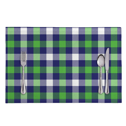 Green Blue And White Buffalo Plaid Print Placemat