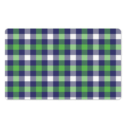 Green Blue And White Buffalo Plaid Print Polyester Doormat