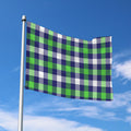 Green Blue And White Buffalo Plaid Print Polyester Flag