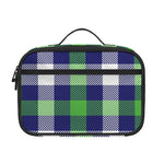 Green Blue And White Buffalo Plaid Print Portable Lunch Bag