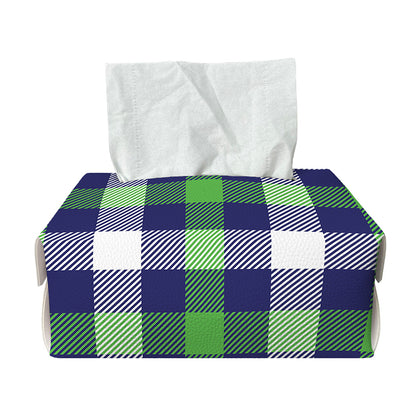Green Blue And White Buffalo Plaid Print Rectangle Tissue Box Cover