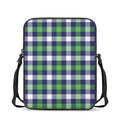 Green Blue And White Buffalo Plaid Print Rectangular Crossbody Bag