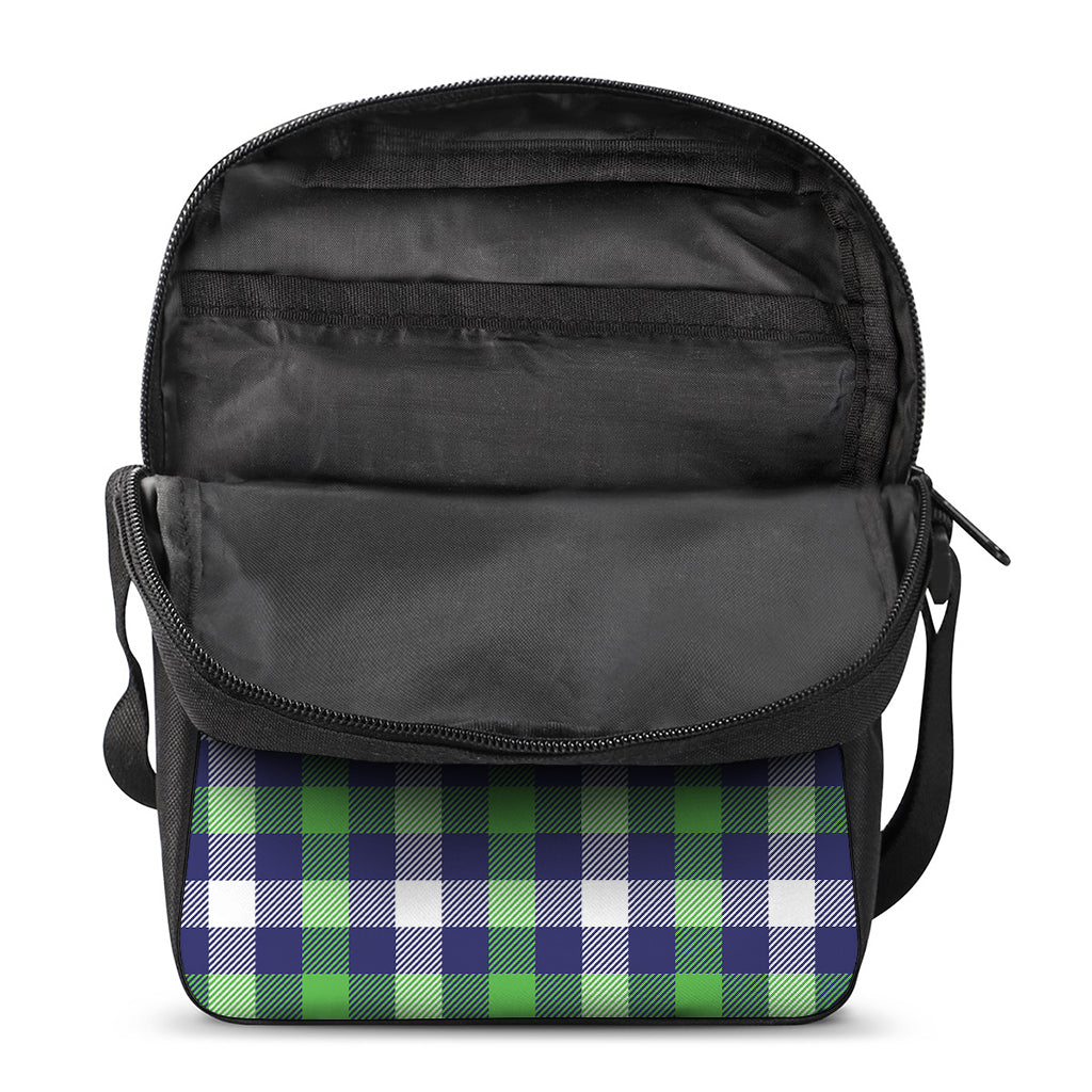 Green Blue And White Buffalo Plaid Print Rectangular Crossbody Bag