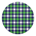 Green Blue And White Buffalo Plaid Print Round Blanket