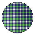 Green Blue And White Buffalo Plaid Print Round Floor Mat