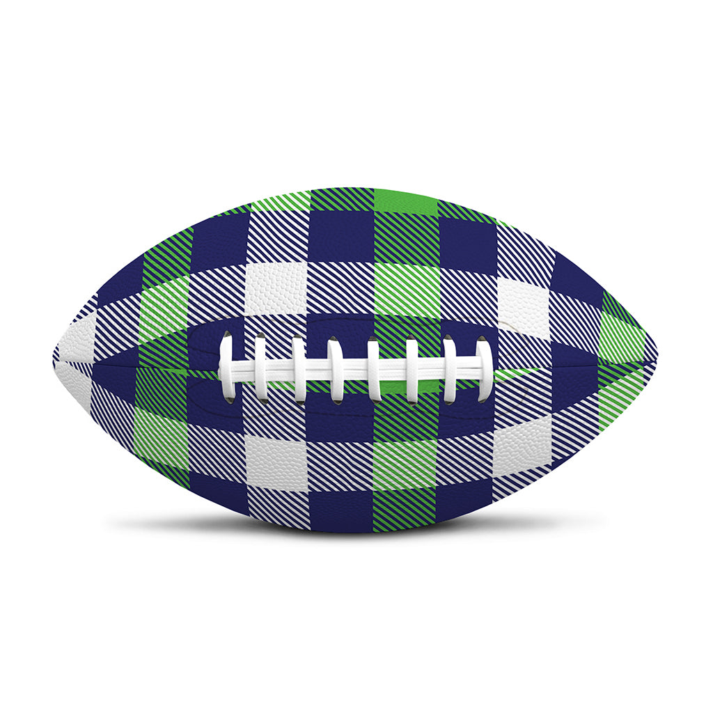 Green Blue And White Buffalo Plaid Print Rugby Ball