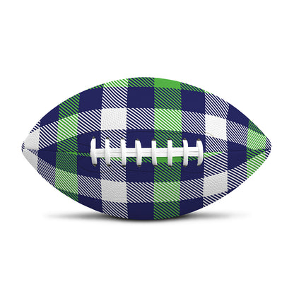 Green Blue And White Buffalo Plaid Print Rugby Ball