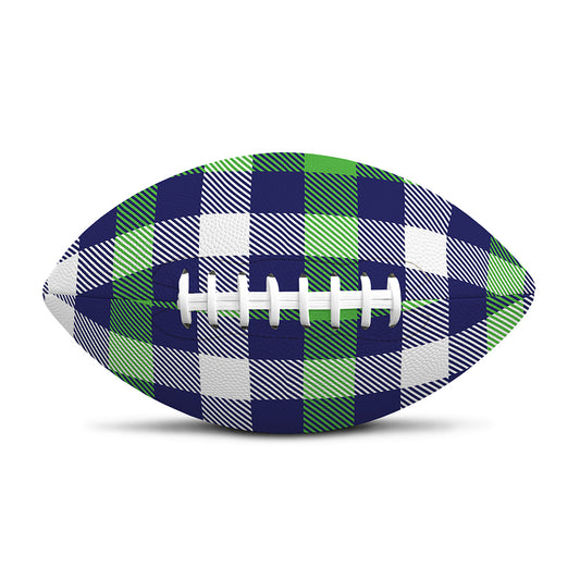 Green Blue And White Buffalo Plaid Print Rugby Ball
