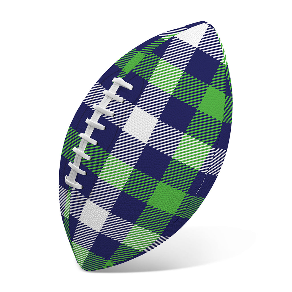 Green Blue And White Buffalo Plaid Print Rugby Ball