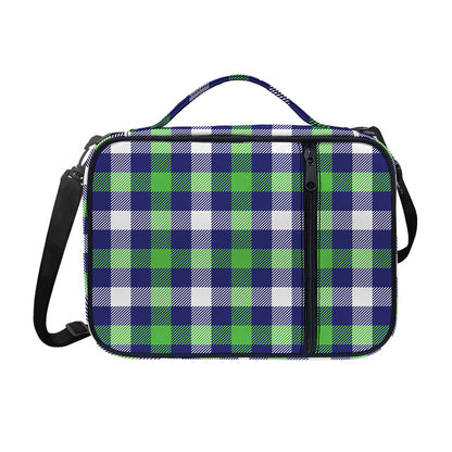 Green Blue And White Buffalo Plaid Print Shoulder Strap Bible Bag