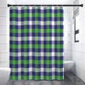 Green Blue And White Buffalo Plaid Print Shower Curtain