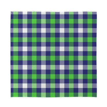 Green Blue And White Buffalo Plaid Print Silk Bandana