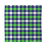 Green Blue And White Buffalo Plaid Print Silk Bandana