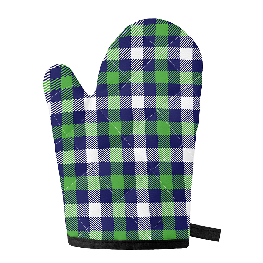 Green Blue And White Buffalo Plaid Print Single Oven Mitt