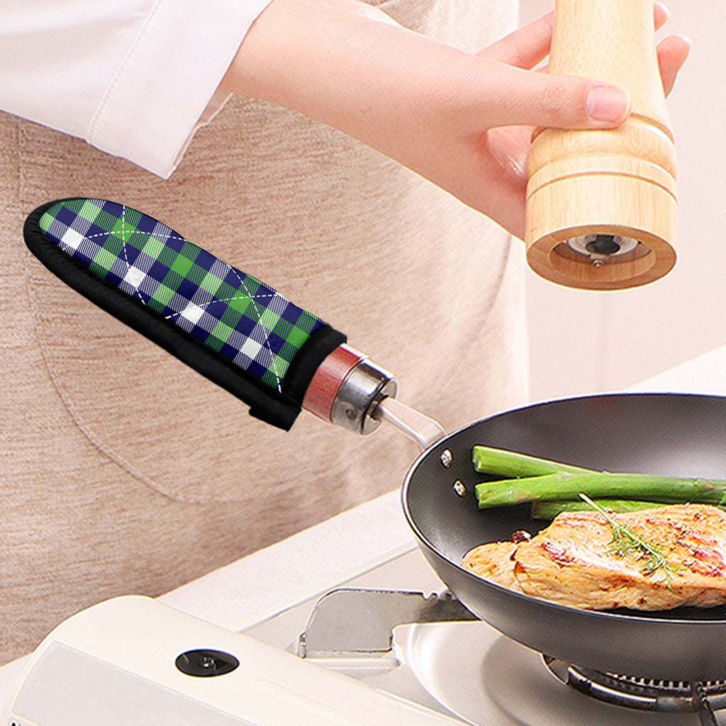 Green Blue And White Buffalo Plaid Print Skillet Handle Cover