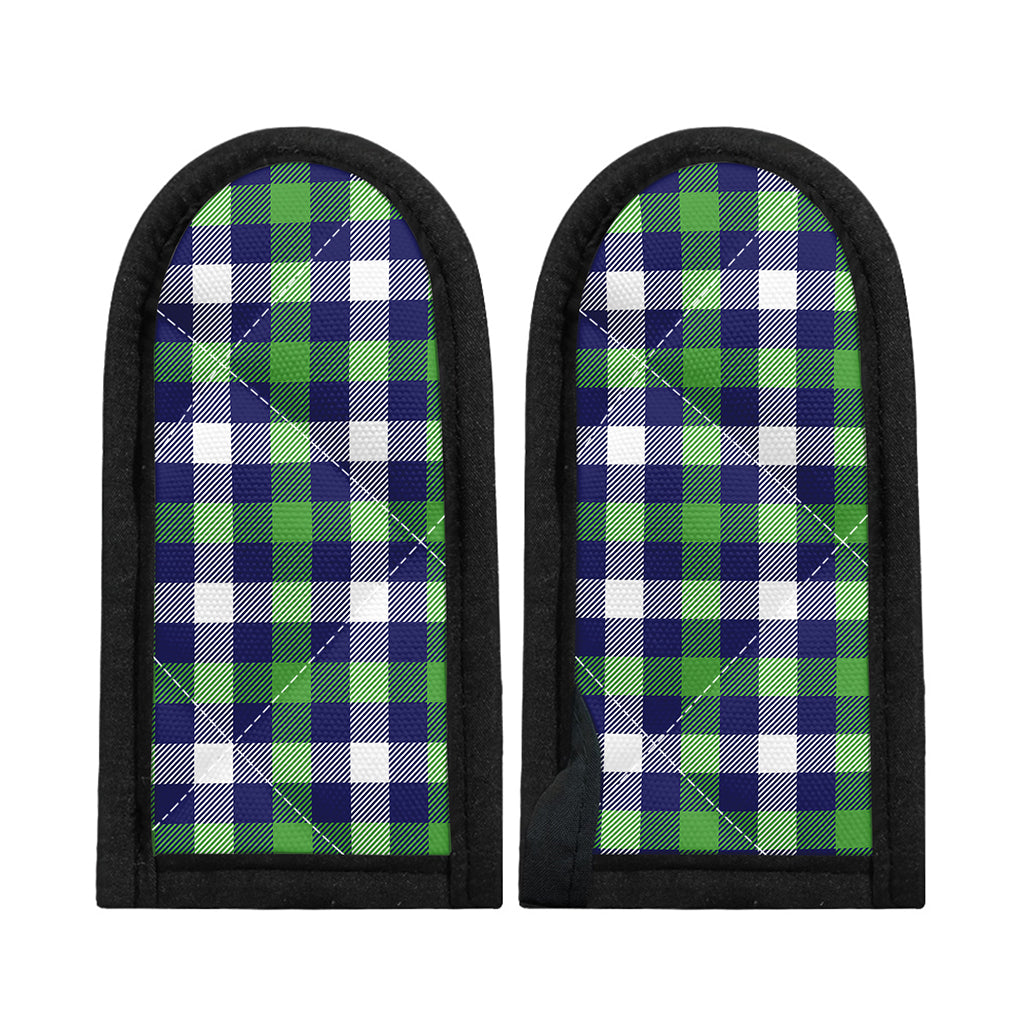Green Blue And White Buffalo Plaid Print Skillet Handle Cover