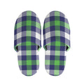 Green Blue And White Buffalo Plaid Print Slippers