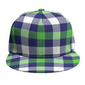 Green Blue And White Buffalo Plaid Print Snapback Cap
