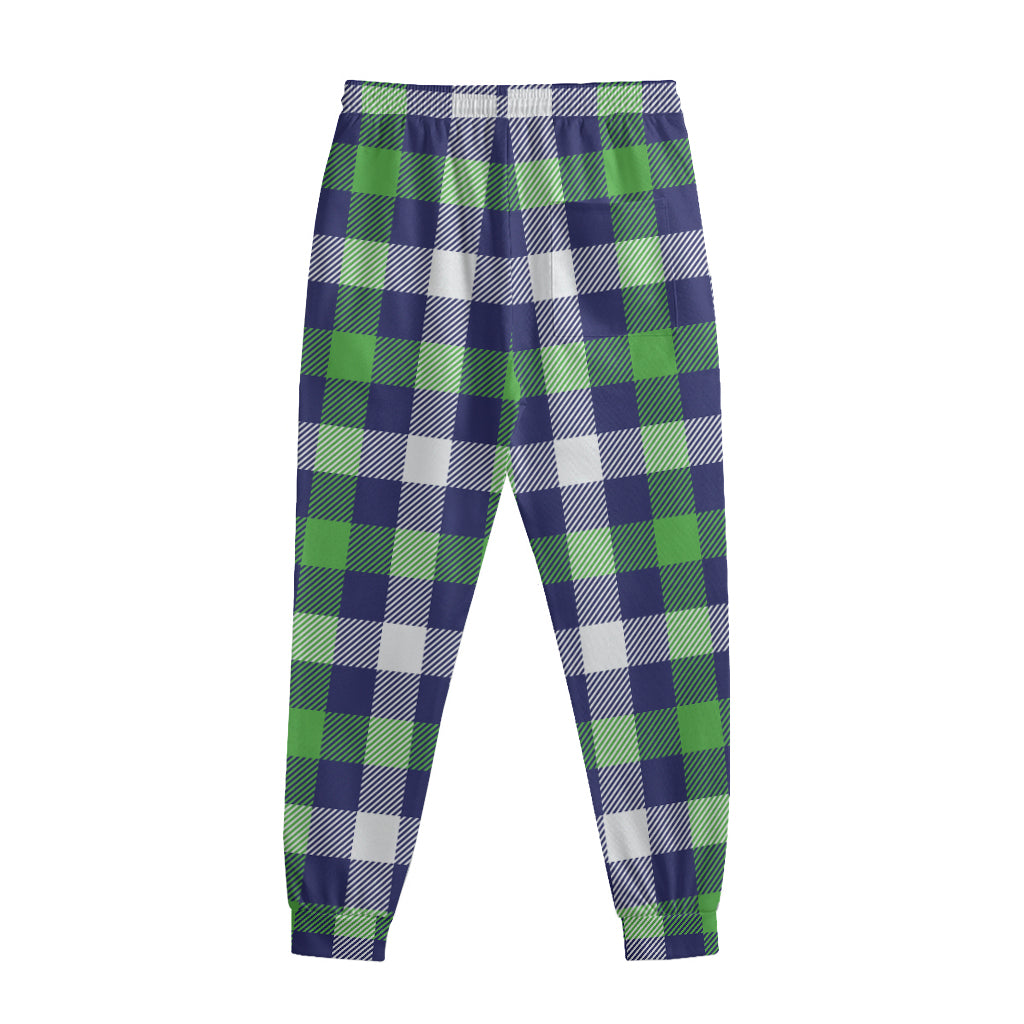 Green Blue And White Buffalo Plaid Print Sweatpants