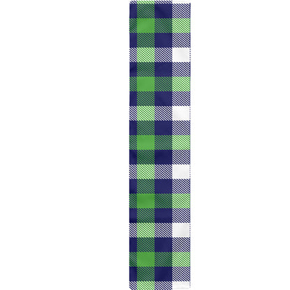Green Blue And White Buffalo Plaid Print Table Runner