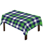 Green Blue And White Buffalo Plaid Print Tablecloth